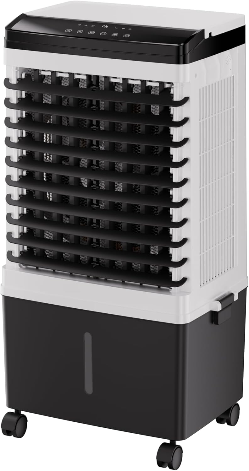 Portable Air Cooler, Windowless Swamp Coole rwith 4 Ice Packs, Evaporative Cooler with 3 Speeds, 120°Oscillation