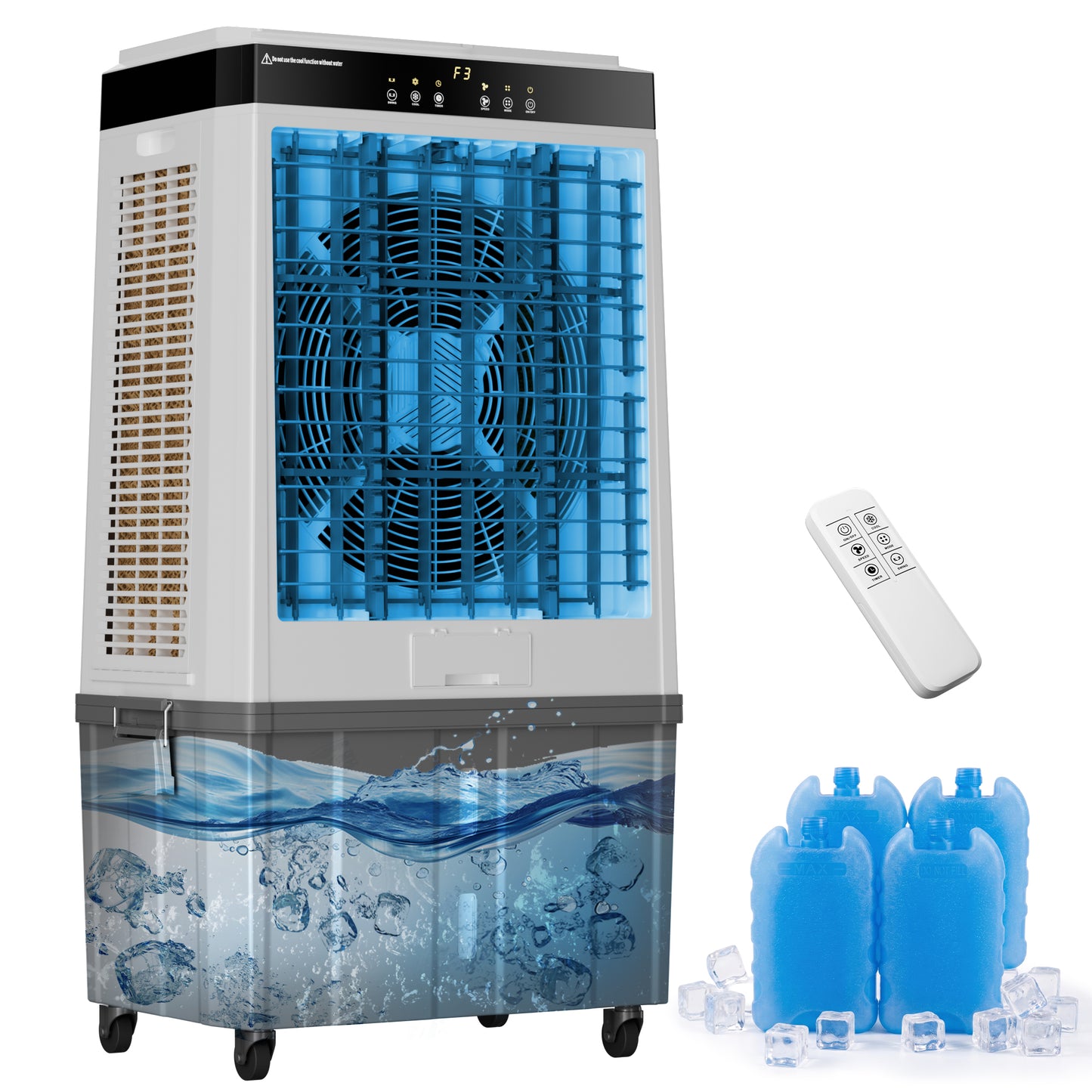 Swamp Cooler, 44" 5100 CFM Evaporative Cooler, 16.5Gal Detachable Water Tank, 4 Ice Packs, 120°Oscillation, 12H Timer, 3-in-1 Evaporative Air Cooler for Outdoor, Patio, Garage, Shop, Industry, ETL