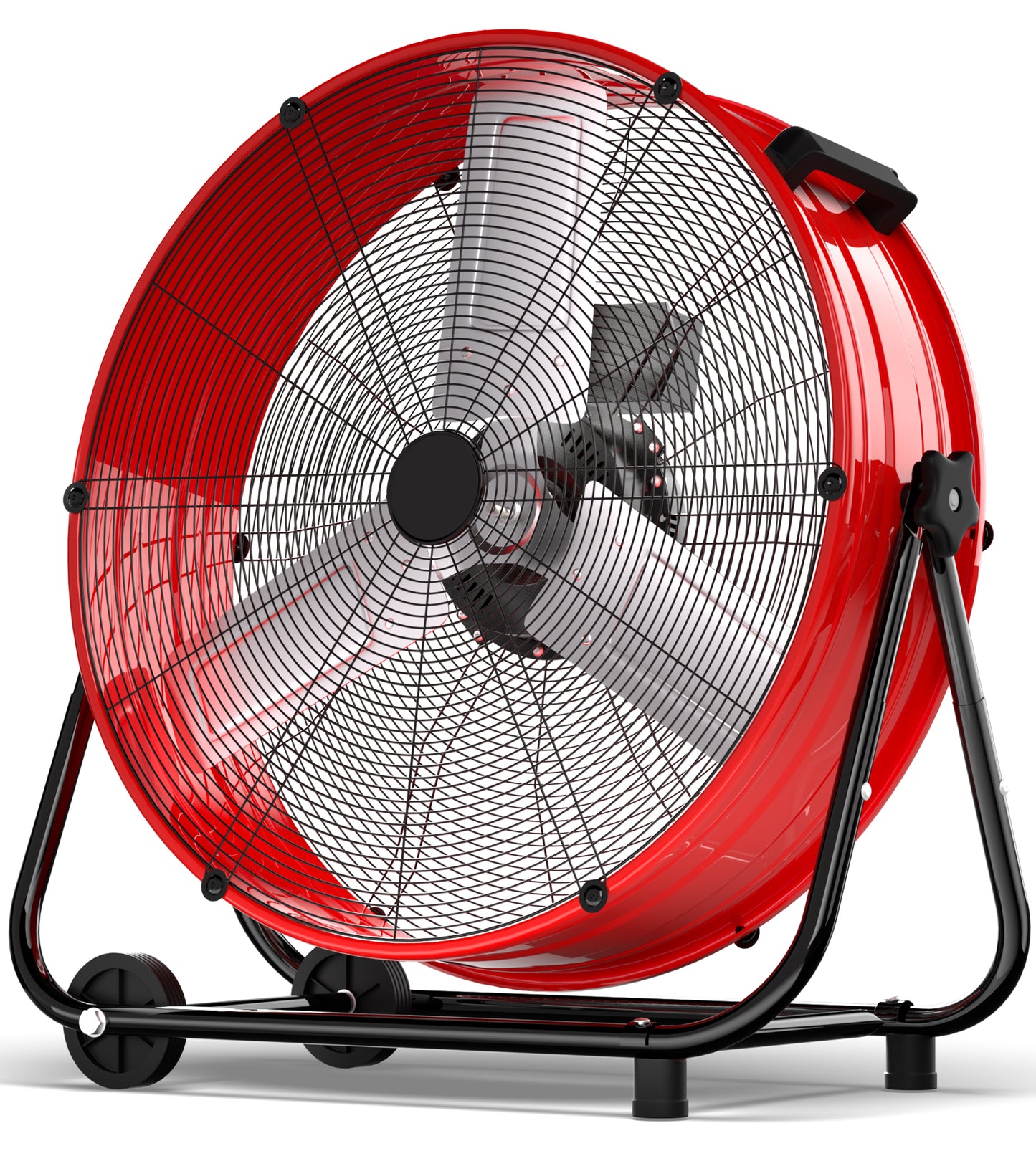 24" High Velocity Drum Fan,Industrial Fan,360° Tilt with 2 Casters,Handle,3 Speed Heavy Duty Floor Fan for Shop, Factory,Garage,Workshops,Commercial,Basement,Patio,ETL