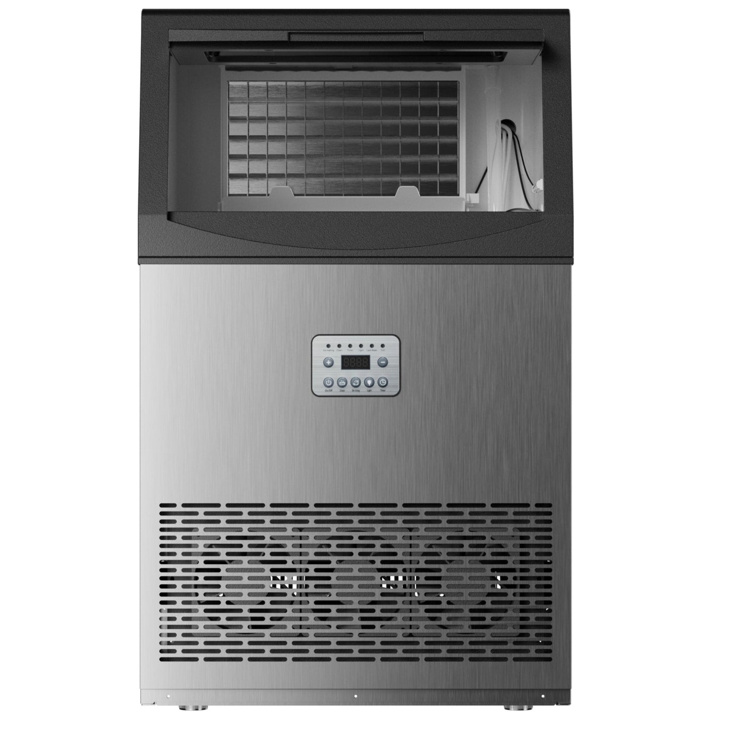 Commercial Ice Make,Stainless Steel Under Counter Ice Machine with 55 Cubes in 14 Mins, 33lbs Storage Capacity,Water Filter,Freestanding Ice Machine for Home