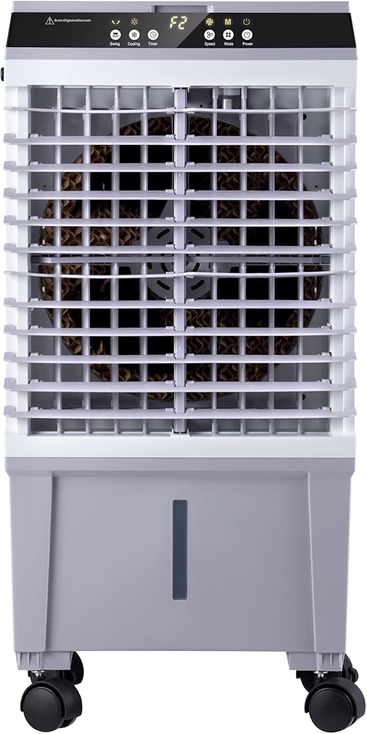 Air Cooler with 5.3 Gal Water Tank, 2 Modes 3 Speeds,6 Ice Boxes,Evaporative Cooler for Indoor