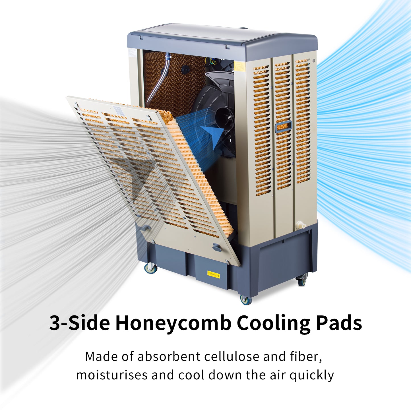 58-Inch Swamp Cooler,Industry Evaporative Cooler, 3 Speeds, 120° Swing, 36 Gal Water Tank, 5 Ice Packs,Outdoor Evaporative Air Cooler for Patio, Yard, Porch, Factory