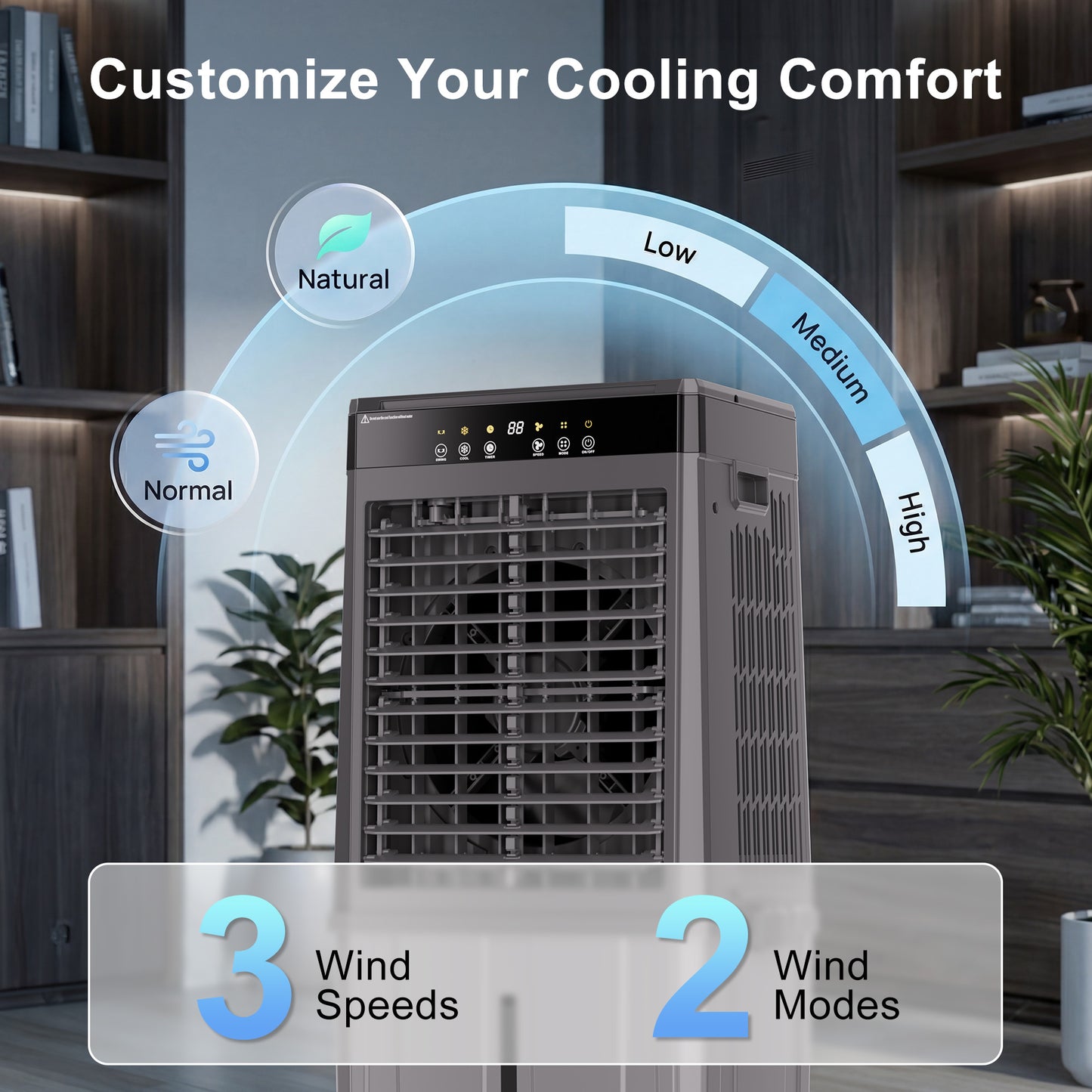 2000CFM Swamp Cooler with 6 Gal Water Tank Portable Evaporative Air Cooler Remote Control Indoor Bedroom Office