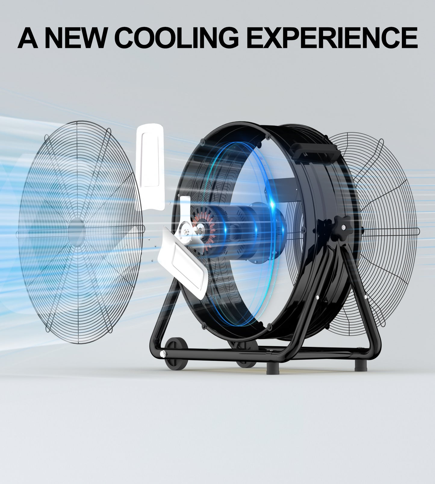 24" High Velocity Drum Fan,Industrial Fan,360° Tilt with 2 Casters,Handle,3 Speed Heavy Duty Floor Fan for Shop, Factory,Garage,Workshops,Commercial,Basement,Patio,ETL