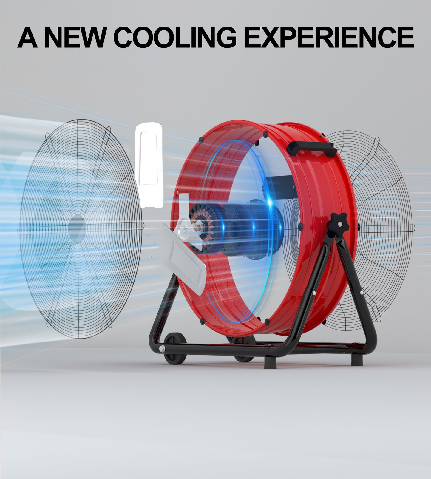 24" High Velocity Drum Fan,Industrial Fan,360° Tilt with 2 Casters,Handle,3 Speed Heavy Duty Floor Fan for Shop, Factory,Garage,Workshops,Commercial,Basement,Patio,ETL