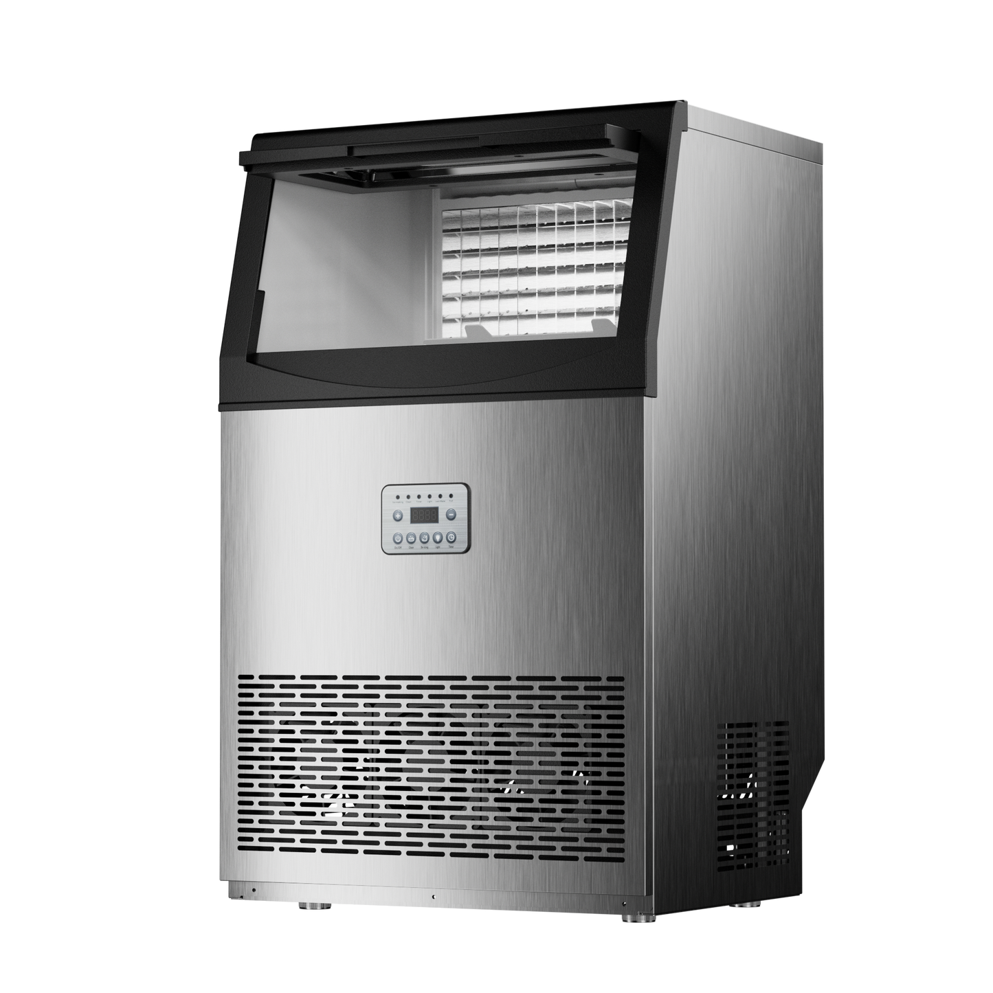 Commercial Ice Maker Machine 200Lbs/24H Stainless Steel Ice Maker with 33Lbs Storage, 96 Ice Cubes per Cycle, Self-Cleaning for Home Bar Restaurant