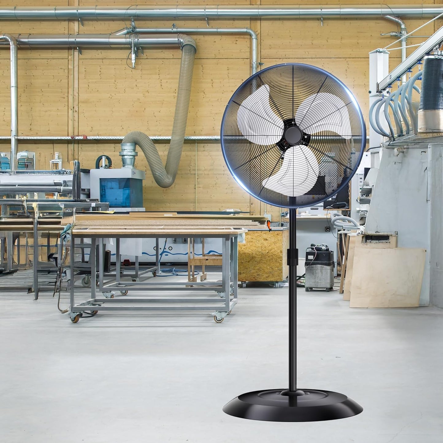 Mountman 24" Outdoor Pedestal Fan Oscillating, 8000CFM Standing Fan, 3-Speed, Adjustable Height,120° Swing, Industrial Fan for Warehouse, Garage, Patio