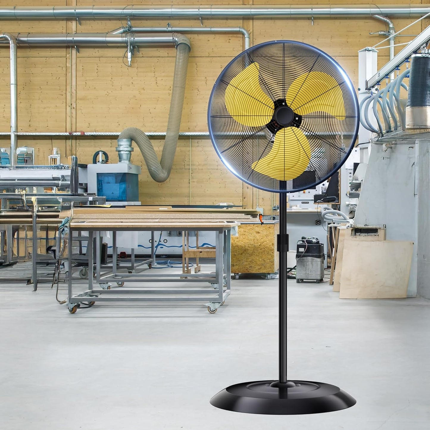 Mountman 30" Outdoor Pedestal Fan Oscillating, 9600CFM Standing Fan, 3-Speed, Adjustable Height,120° Swing, Industrial Fan for Warehouse, Garage, Patio