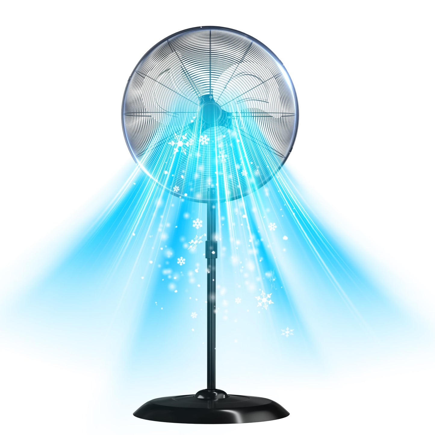 24" High Velocity Pedestal Fan Oscillating, 8000CFM Industrial Heavy Duty Standing Fan, 3-Speed