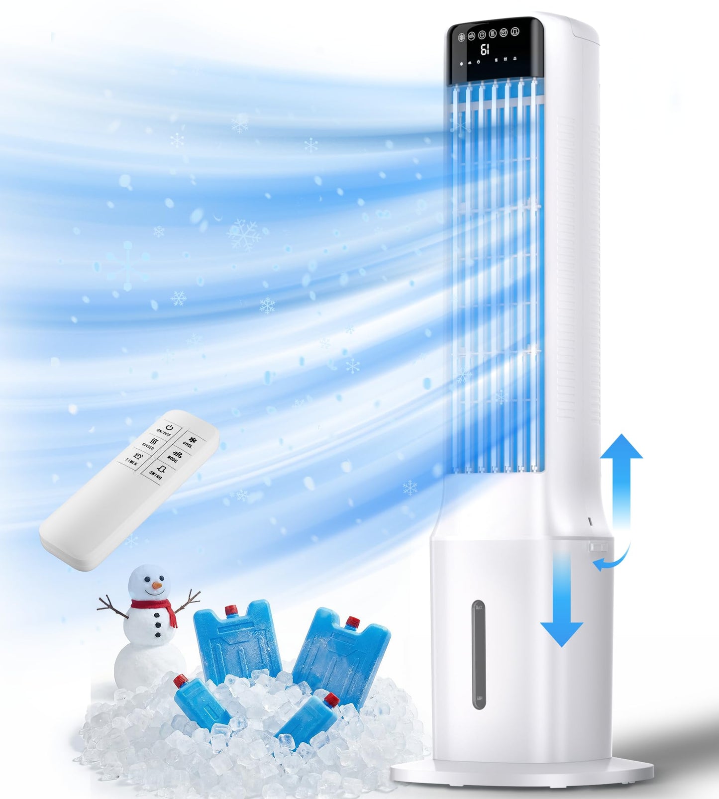 Swamp Cooler, Fans that Blow Cold Air with 4 Ice PacksAir Cooler for Bedroom, Office, Garage