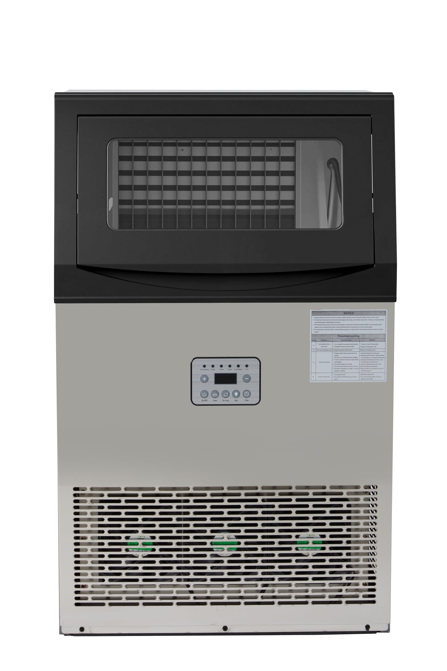 Commercial Ice Make,Stainless Steel Under Counter Ice Machine with Water Filter,33lbs Storage Capacity,Freestanding Ice Machine for Home