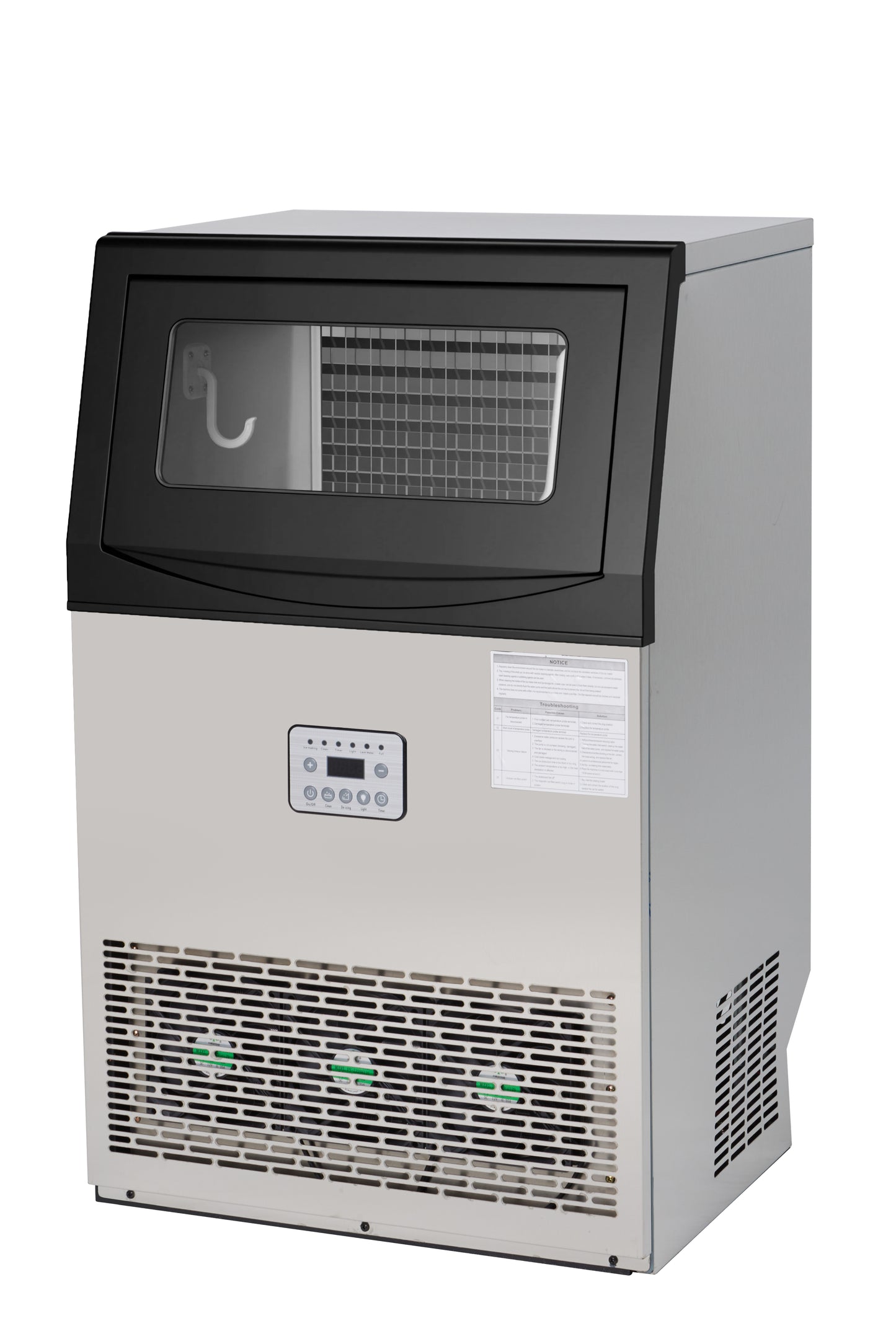 Commercial Ice Maker, 110Lbs/24H Stainless Steel Ice Machine with 33Lbs Storage, Under Counter & Freestanding Ice Makers with Self-Cleaning, 50 Cubes in 14 Mins for Home, Bar, Restaurant