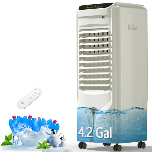 Swamp Cooler,1800 CFM Evaporative Air Coolerwith 4.2Gal Water Tank,4 Ice Packs,120° Swing,Remote Control,12H Timer,3 Modes,3 Speeds,Air Cooler for Office,Kitchen,Bedroom,Home