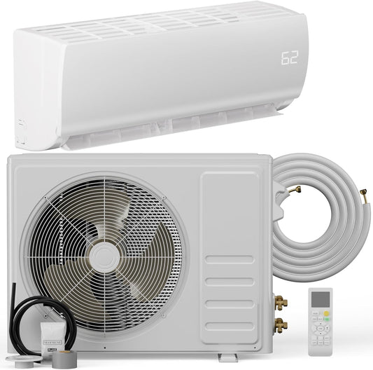 9000BTU 115V Mini Split Air Conditioner, Wall AC Units, Remote, Multiple Modes, Ductless Inverter AC with Heat Pump
