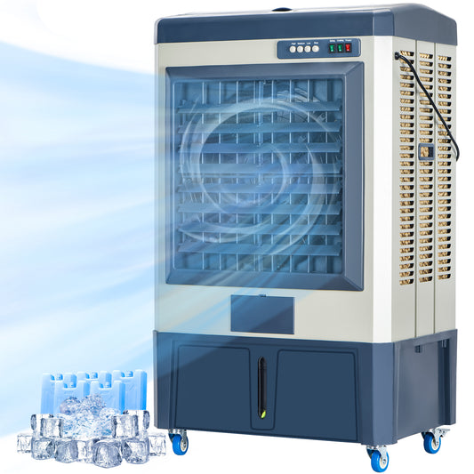 58-Inch Swamp Cooler,Industry Evaporative Cooler, 3 Speeds, 120° Swing, 36 Gal Water Tank, 5 Ice Packs,Outdoor Evaporative Air Cooler for Patio, Yard, Porch, Factory