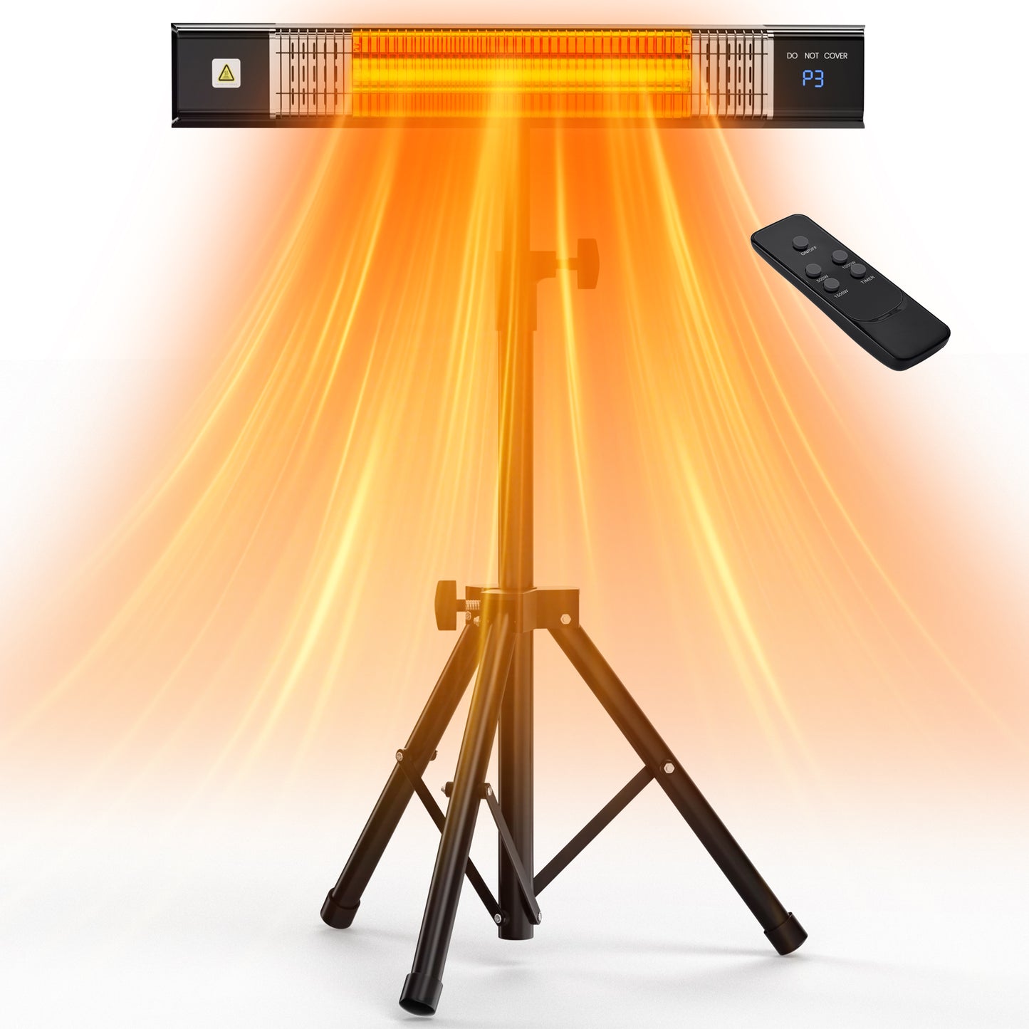 Patio Heater,Outdoor Heater With Remote,24H Timer,3 Heat Levels,Quiet Operation, Overheat Protection,Wall Mount/Tripod Electric Infrared Heaters for Garage