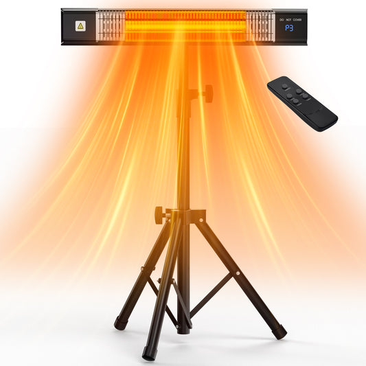 Patio Heater,Outdoor Heater With Remote,24H Timer,3 Heat Levels,Quiet Operation, Overheat Protection,Wall Mount/Tripod Electric Infrared Heaters for Garage