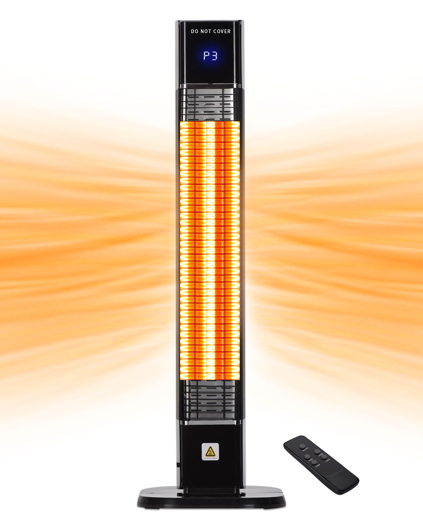 Patio Heater,1500W Outdoor Heater with 3 Heat Levels, Quiet Operation,Carbon Fiber Heating Tube, Remote,24H Timer,Electric Heaters for Garage