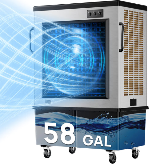 Swamp Cooler,20600CFM Evaporative Cooler with 58 Gal Water Tank,900W,2 Modes,3 Speeds,Large Air Cooler for Workshop