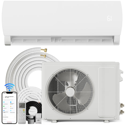 12000 BTU Wifi Mini Split AC Cools/Heats up to 750 Sq.Ft,19 SEER2 Ultra Quiet 115V Ductless AC,Split AC Unit with Alexa,Pre-Charged Condenser