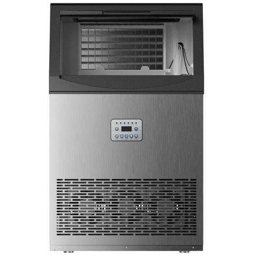 Commercial Ice Make,Stainless Steel Under Counter Ice Machine with 55 Cubes in 14 Mins, 33lbs Storage Capacity,Water Filter,Freestanding Ice Machine for Home