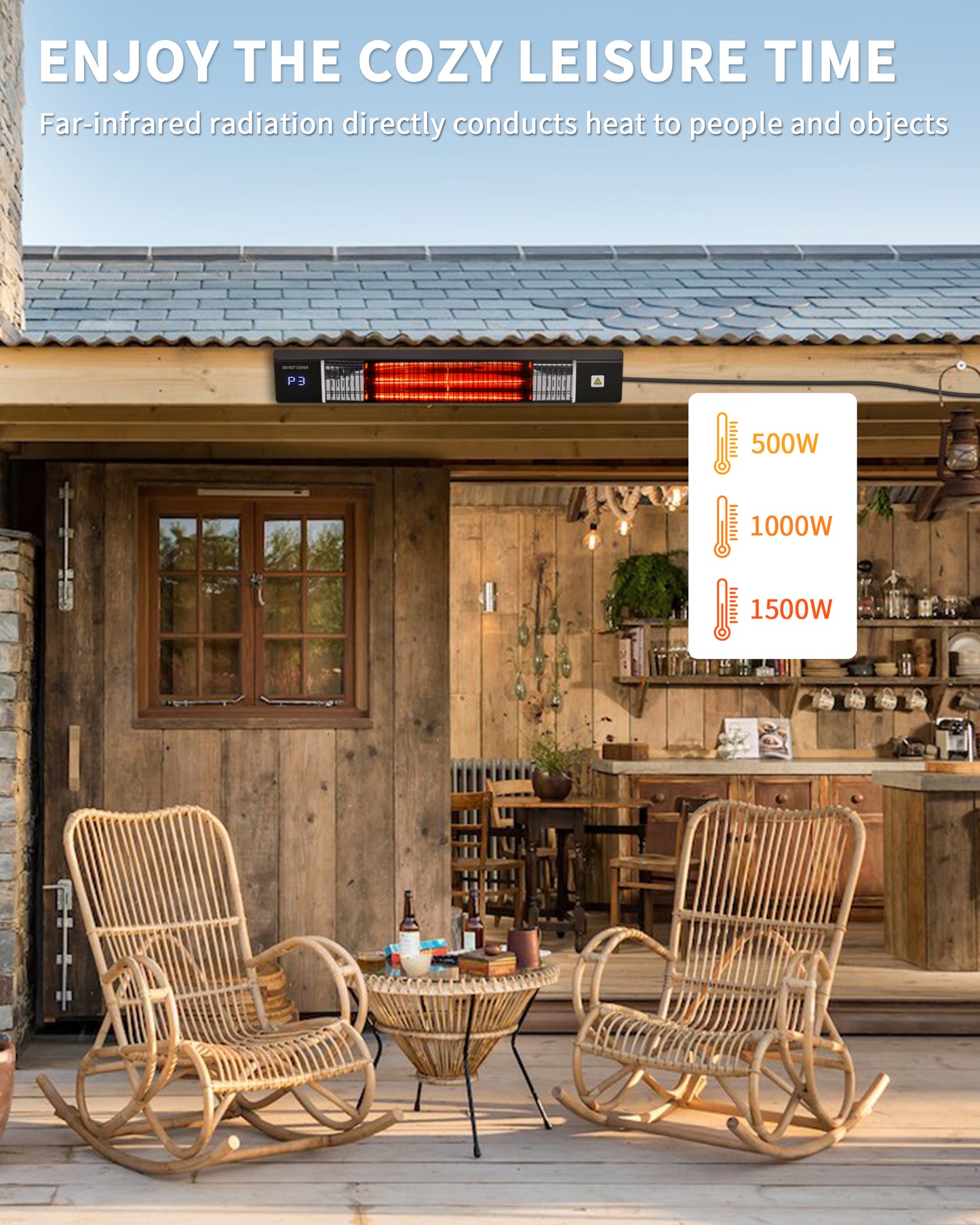 Outdoor Heater,Patio heater with Remote Control, Fast Heating, 3 Power Settings, 24H Timer, Waterproof,Wall Infrared Heater for Indoor, Shop, Porch, Backyard, Basement,Garage, Restaurant Use