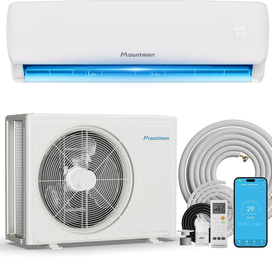 9000BTU 115V Mini Split AC/Heating System with WIFI, Ductless AC Units, Remote, Multiple Modes, Energy Efficient Air Conditioner with Heat Pump, Installation Kit