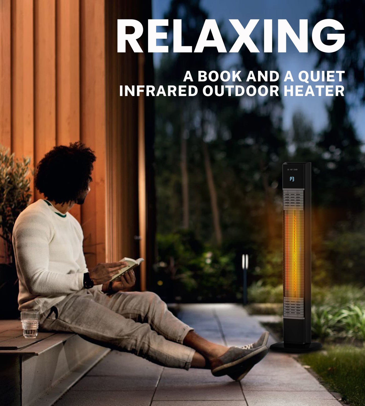 Outdoor Heater,Patio Heater with Remote, 3 Heat Levels, 24H Timer, Carbon Fiber Heating Tube, Tip-Over & Overheat Protection, Electric Space Heaters for Outdoor