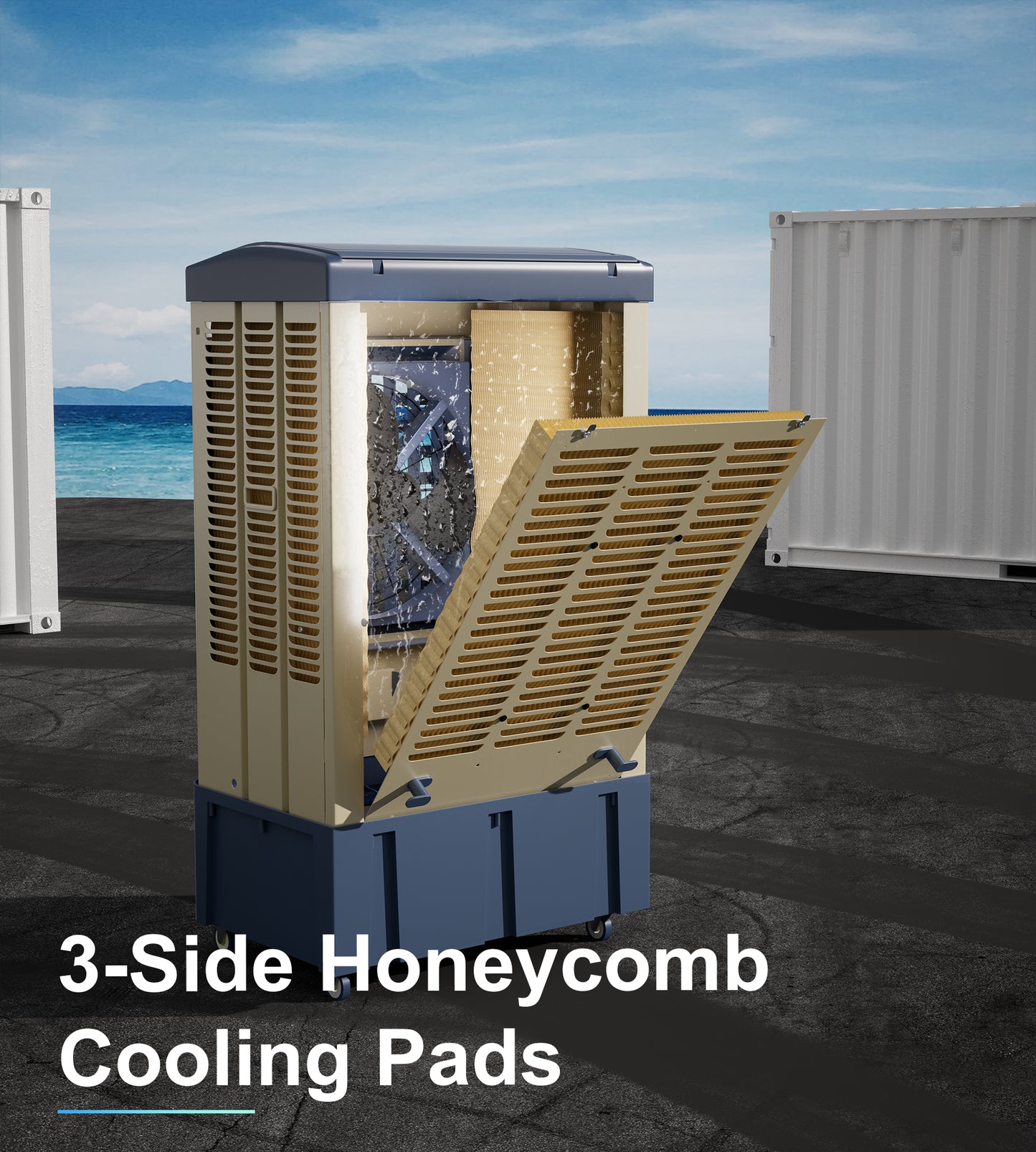 41-Inch Swamp Cooler, Industry Evaporative Cooler, 3 Speeds, 120° Swing, 10.6 Gal Water Tank, 3 Ice Packs,Outdoor Evaporative Air Cooler for Patio, Yard, Porch, Factory