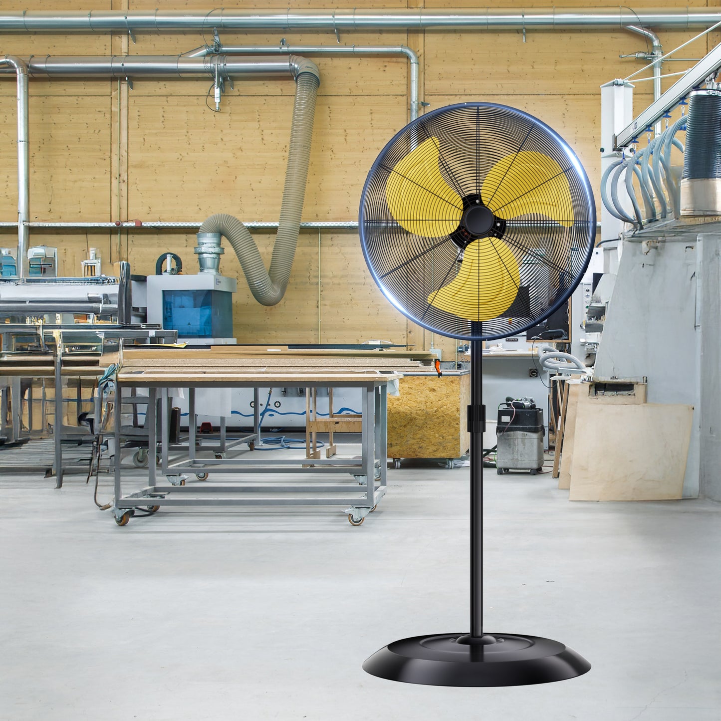 Mountman 24" High Velocity Pedestal Fan Oscillating,Heavy Duty Standing Fan, 3-Speed,Adjustable Height,Floor Fan for Bedroom,Warehouse,Garage