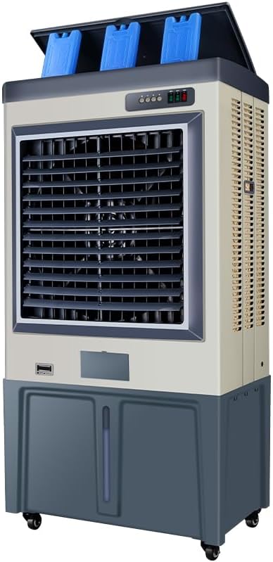 Large Swamp Cooler Air Conditioner, Industrial Evaporative Air Cooler, 4 Ice Packs, Timer, 120° Oscillation, 3 Speeds, AC Unit for Bedroom, Office