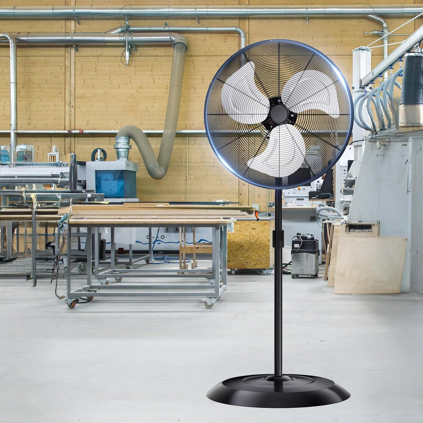 Mountman 30" Outdoor Pedestal Fan Oscillating, 9600CFM Standing Fan, 3-Speed, Adjustable Height,120° Swing, Industrial Fan for Warehouse, Garage