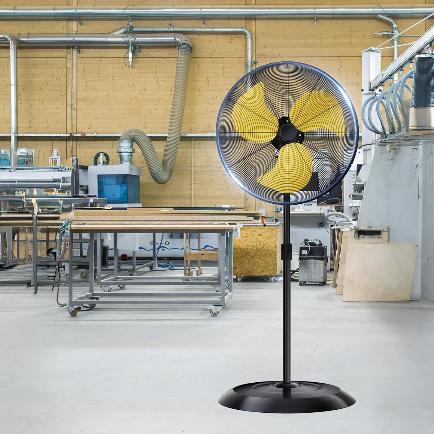 Mountman 24" Outdoor Pedestal Fan Oscillating, 8000CFM Standing Fan, 3-Speed, Adjustable Height,120° Swing, Industrial Fan for Warehouse, Garage, Patio