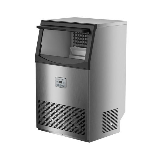 Commercial Ice Maker Machine 200Lbs/24H Stainless Steel Ice Maker with 33Lbs Storage, 96 Ice Cubes per Cycle, Self-Cleaning for Home Bar Restaurant
