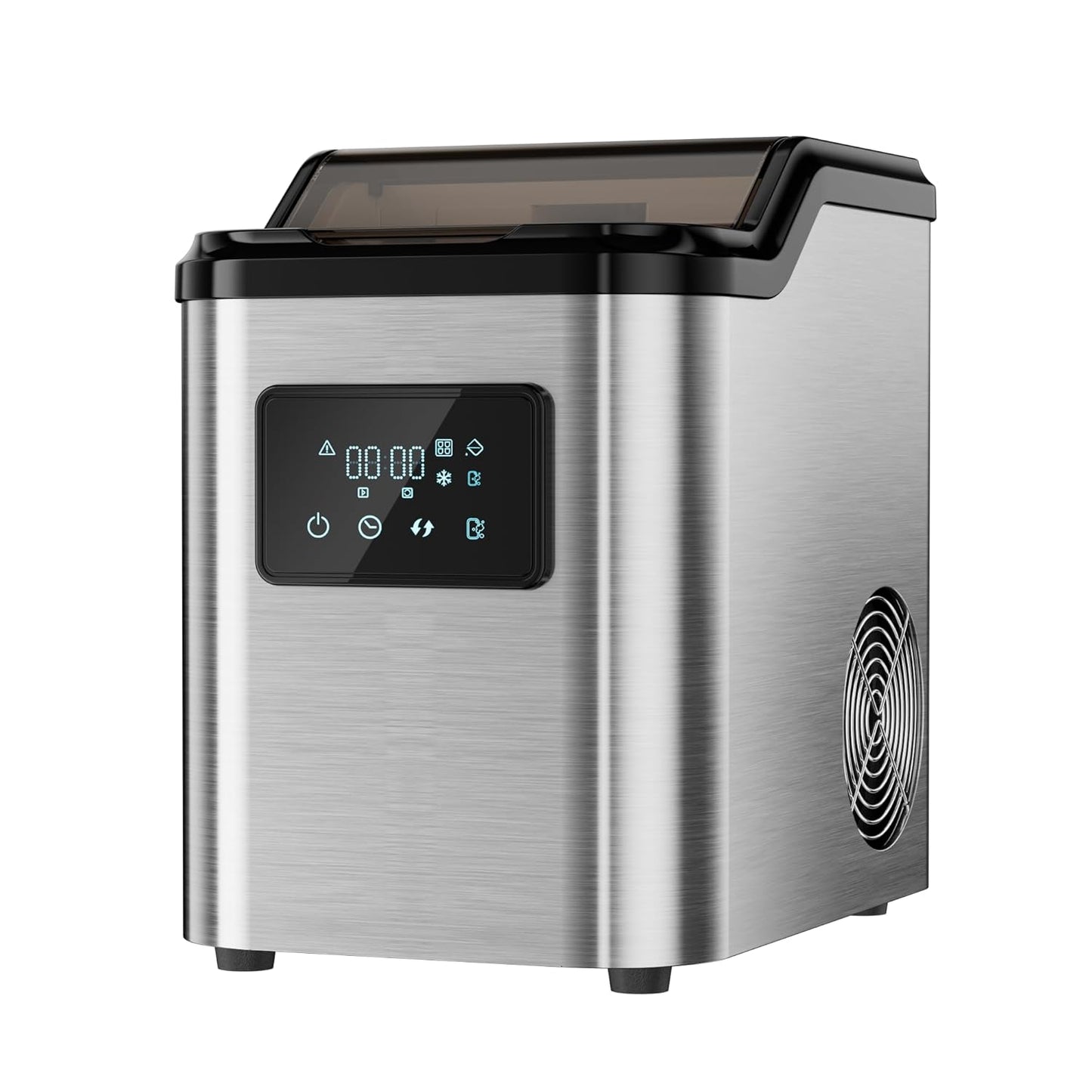 Mountman Nugget Ice Makers Countertop,Soft Pellet Ice Maker Stainless, Self-Cleaning Chewable Sonic Ice for Home