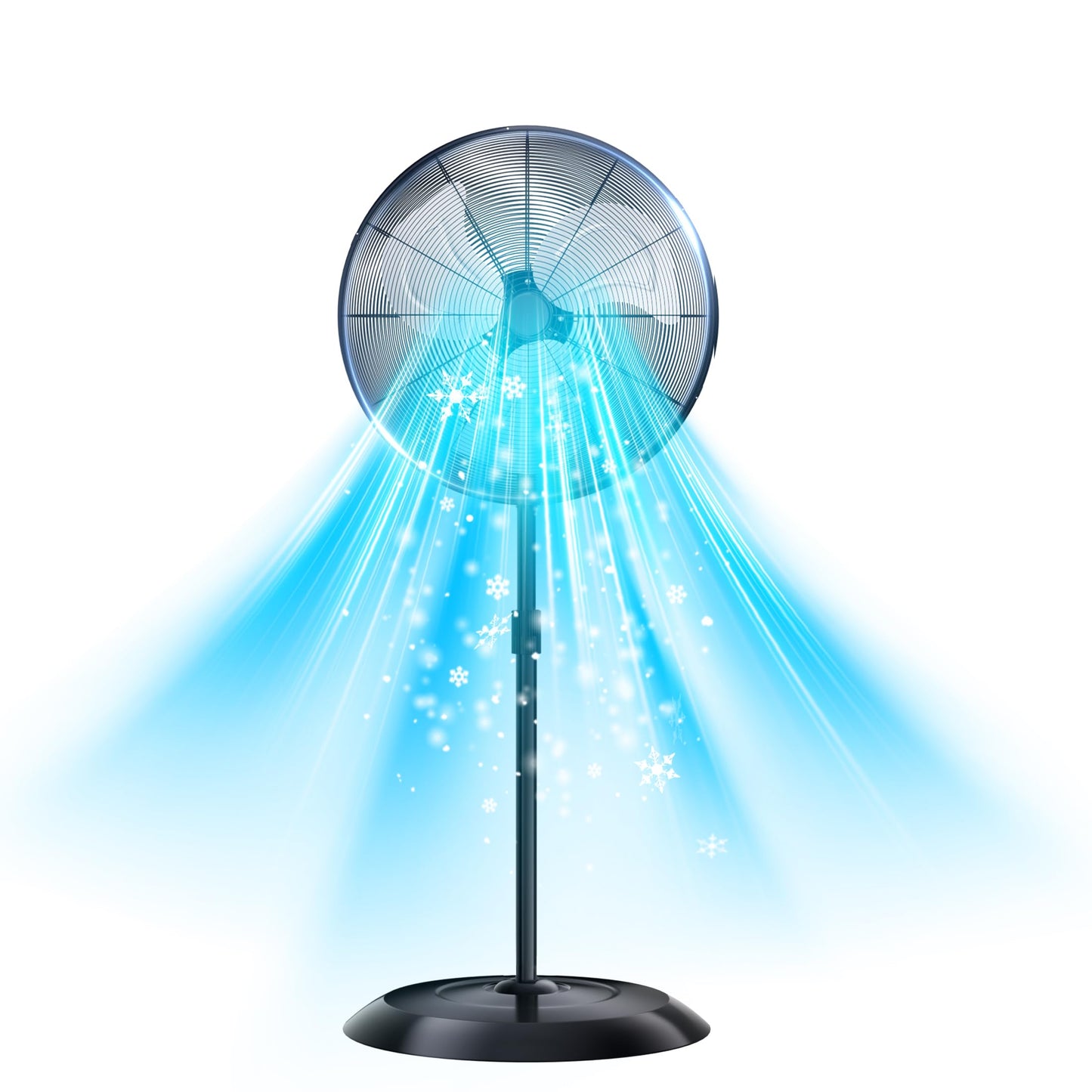 30" High Velocity Outdoor Pedestal Fan Oscillating, 9600CFM Industrial Standing Fan Heavy Duty, 3-Speed, Adjustable Height, 120° Swing