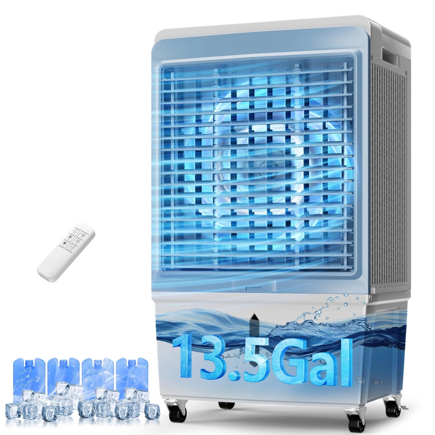 6000CFM Swamp Cooler, 47" Evaporative Air Cooler with 12H Timer,120°Oscillation